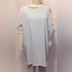 Washed denim tunic